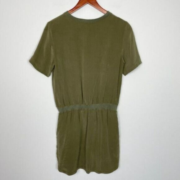 Anine Bing Revolve Short Sleeve Silk Lightweight Mini Dress Olive Green XS - Picture 4 of 15
